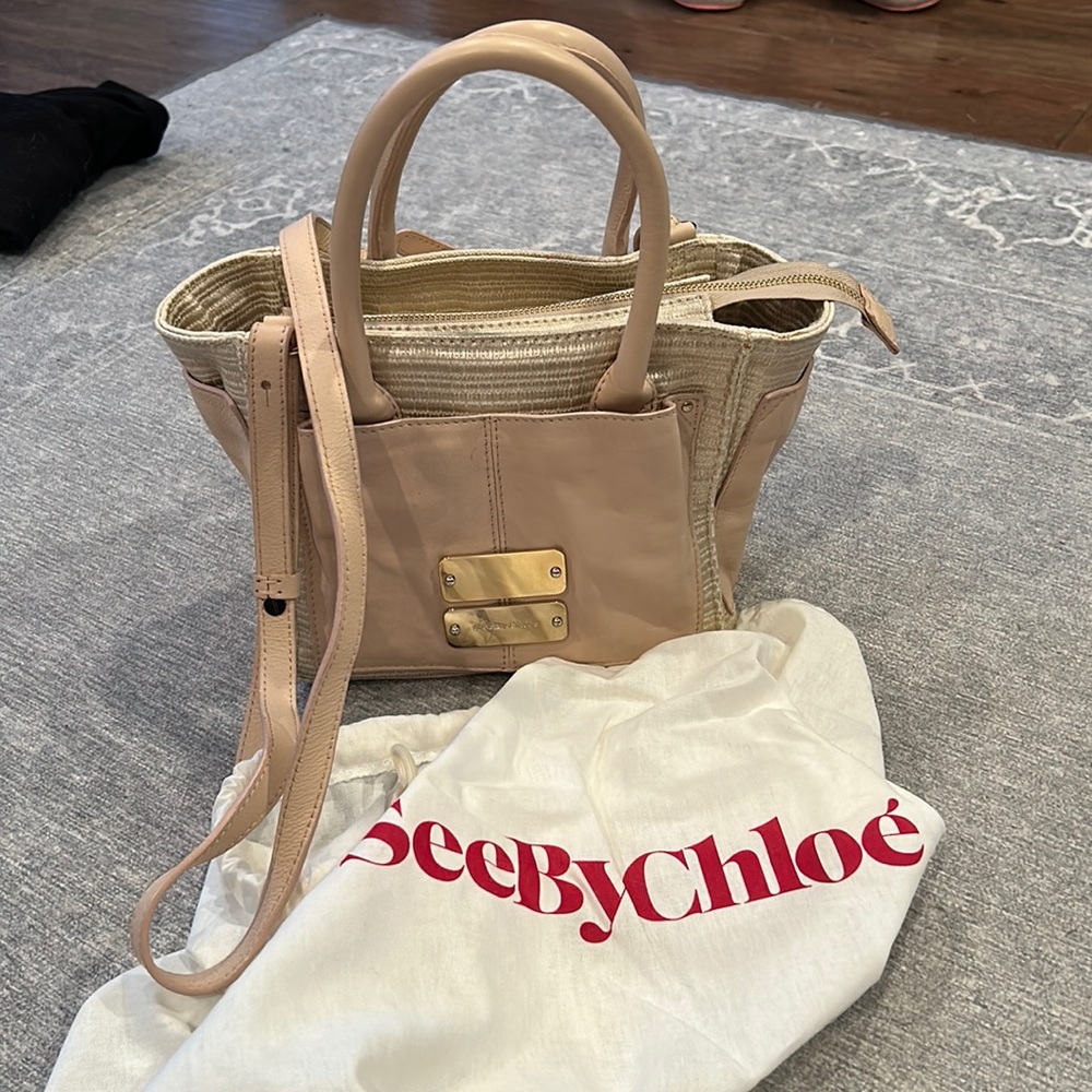 See by Chloe pink leather and tweed